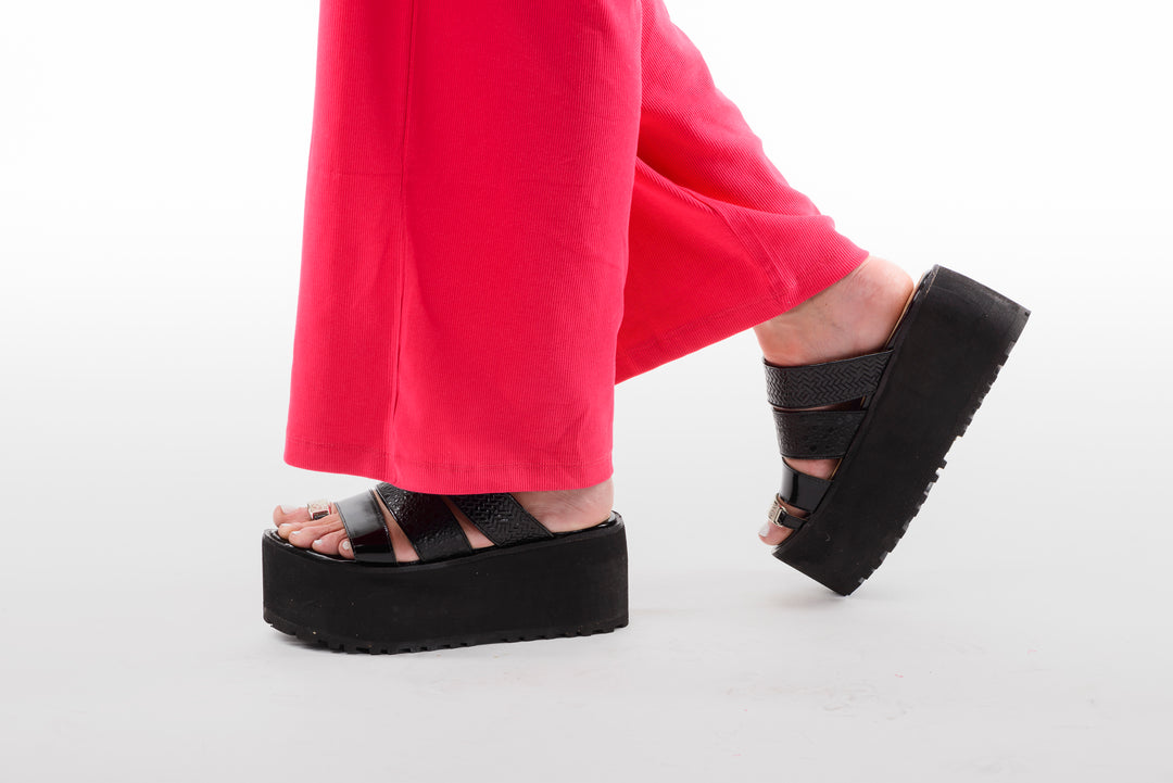 Sandalias Plataforma Cuero Mujer