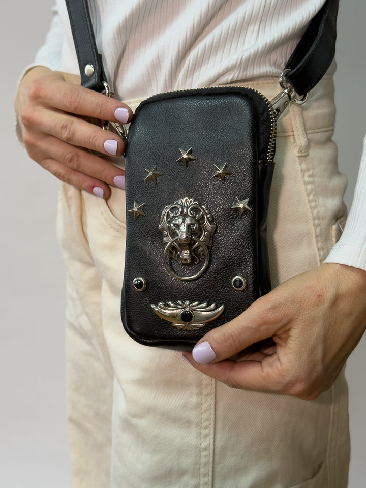 CARTERA DE CUERO NEGRA LEÓN