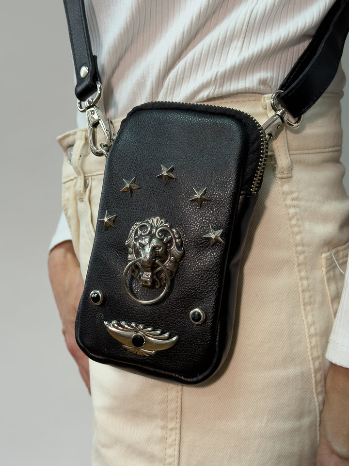 CARTERA DE CUERO NEGRA LEÓN