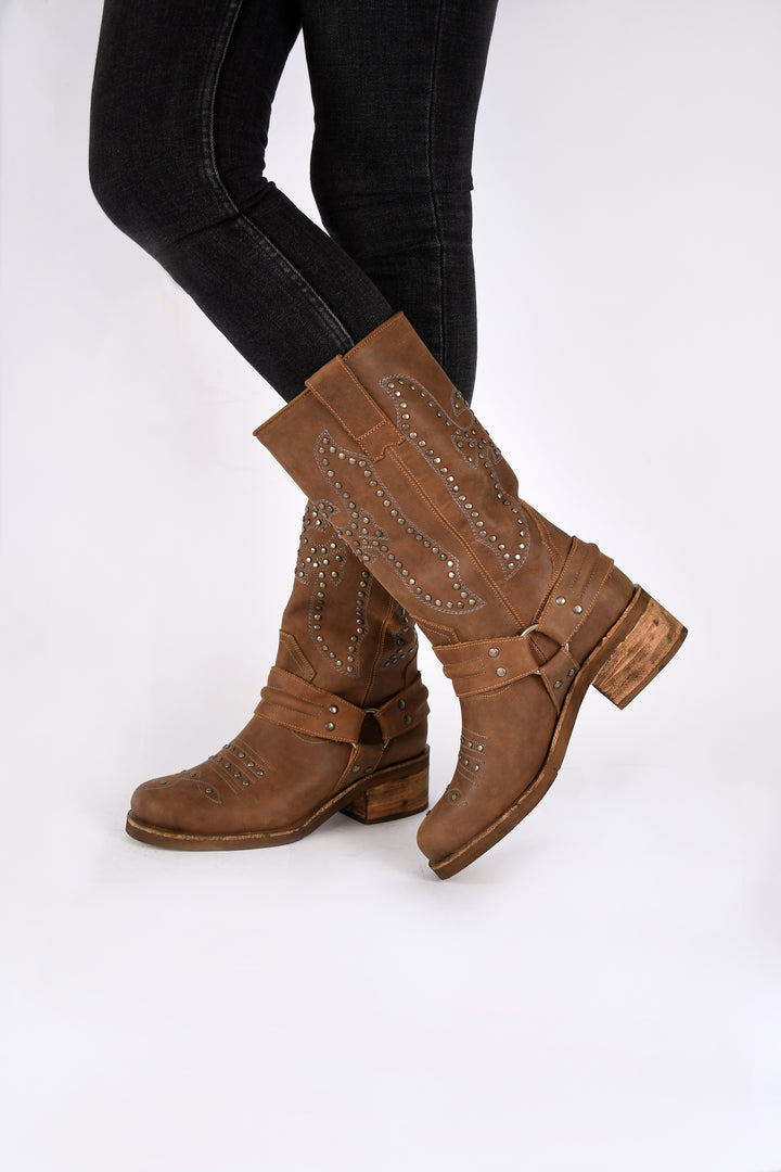 BOTA ELENA CAFÉ  DE CUERO
