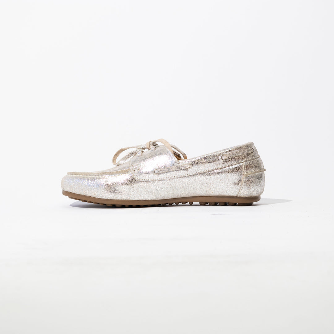MOCASÍN MUJER DE CUERO PLATA