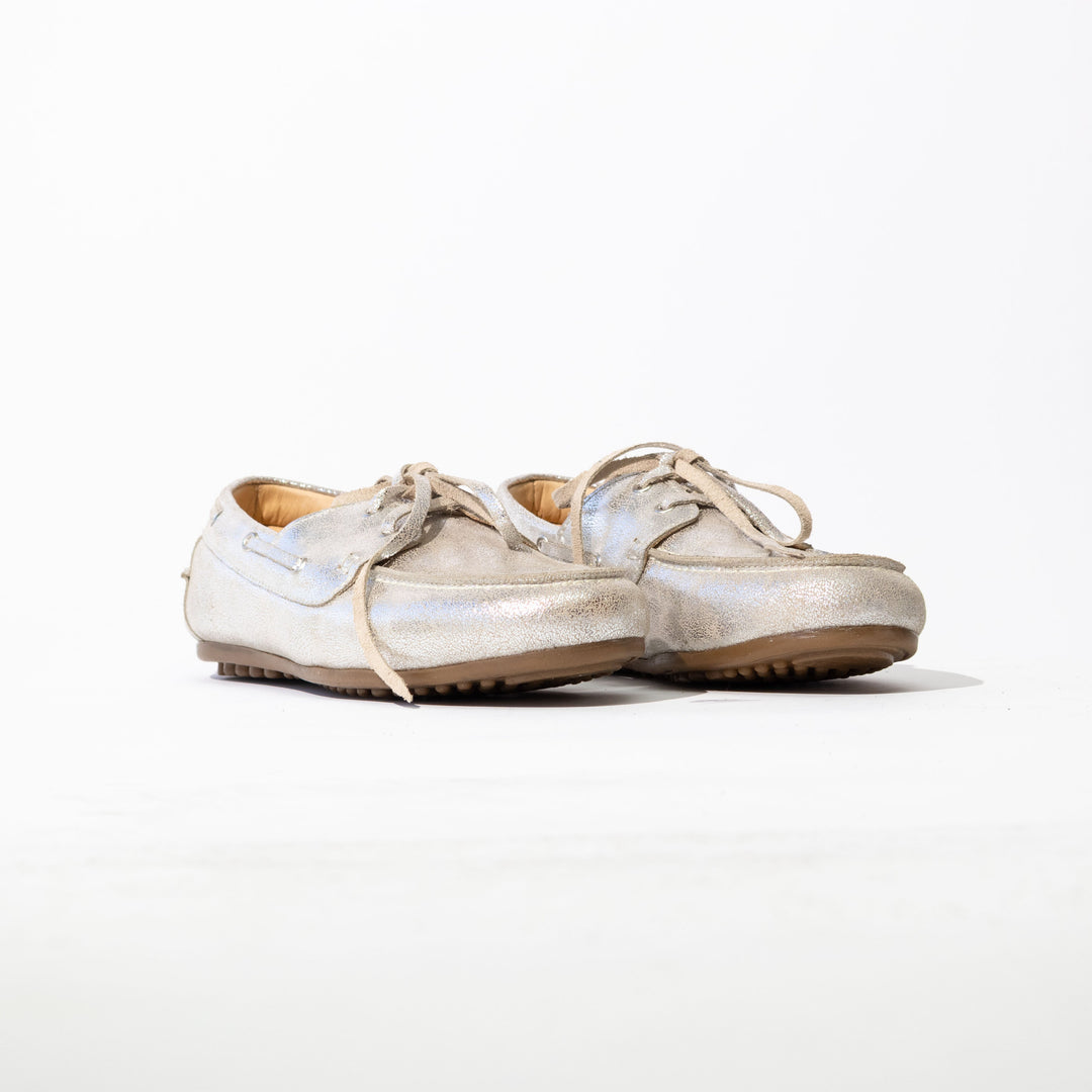 MOCASÍN MUJER DE CUERO PLATA
