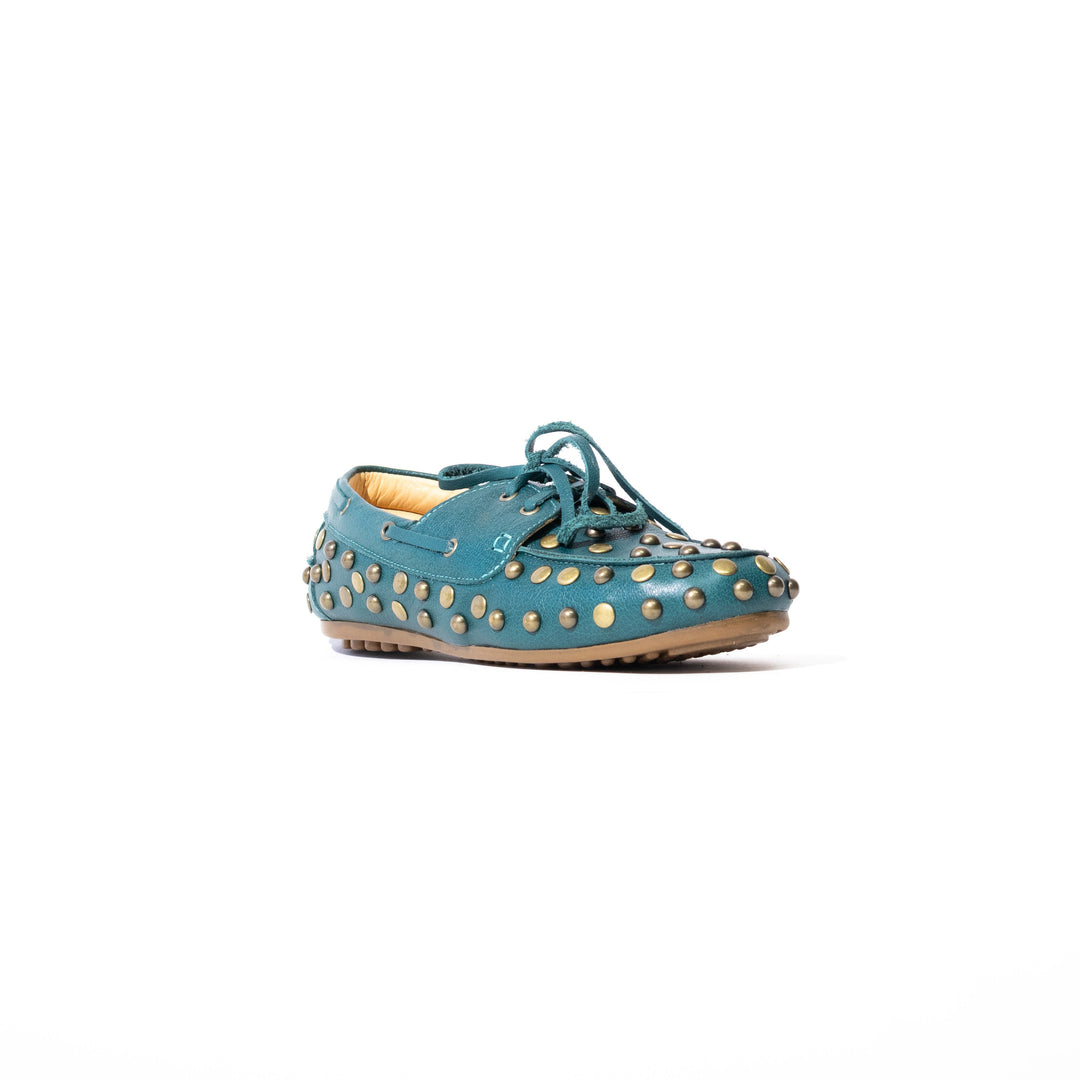 MOCASÍN MUJER DE CUERO RENO VERDE ESMERALDA