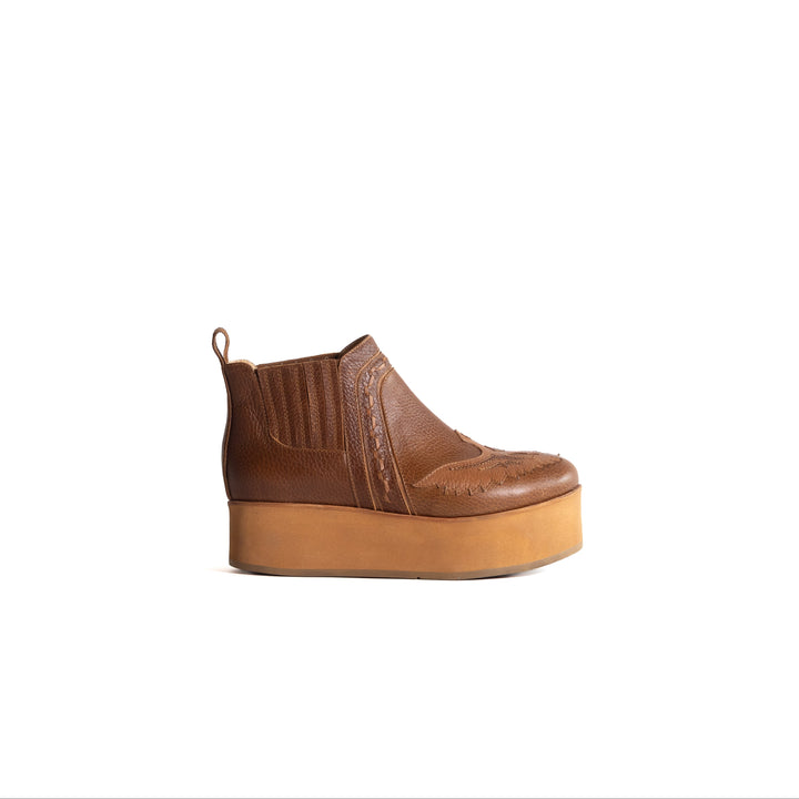 BOTIN DE PLATAFORMA MILENA EVA CAFE DE CUERO