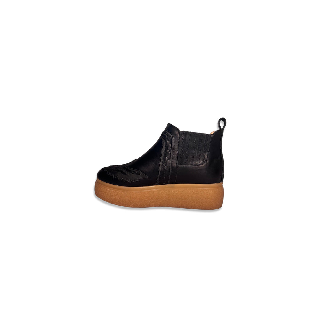 BOTIN DE PLATAFORMA MILENA EVA NEGRO DE CUERO