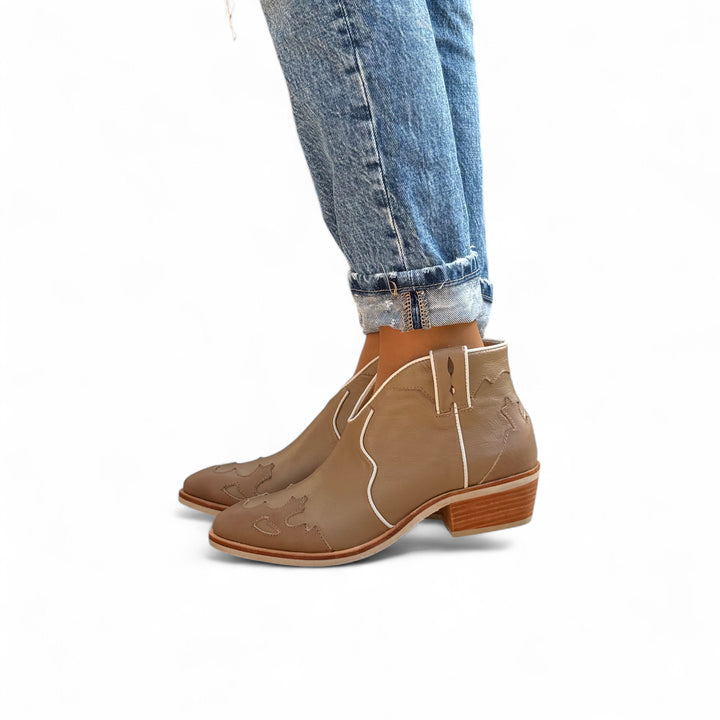 BOTÍN LORENZA CAMEL DE CUERO MUJER