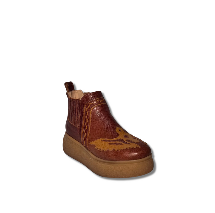 BOTIN DE PLATAFORMA MILENA EVA CAFE DE CUERO