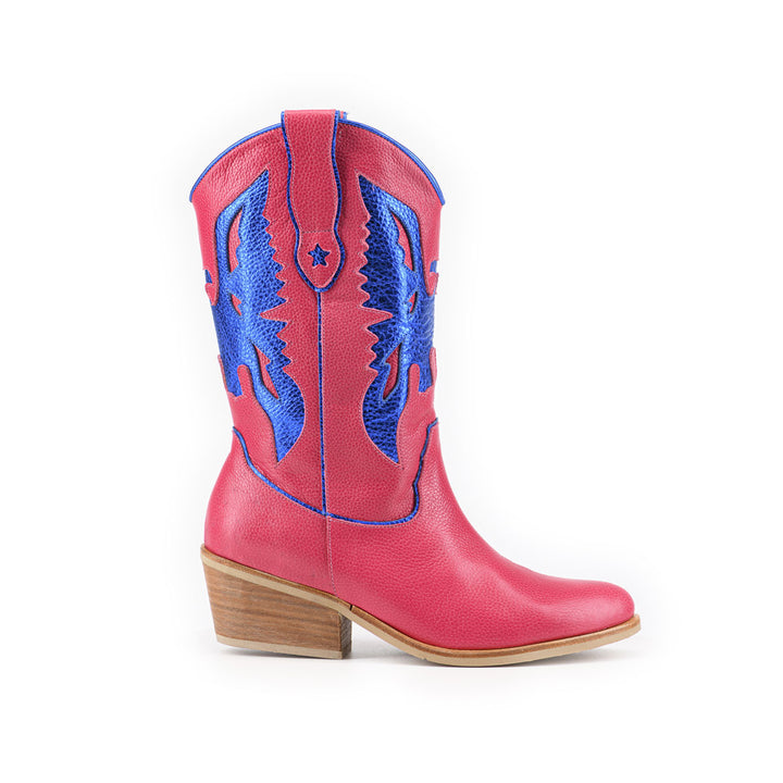 BOTA AGUILA FUCSIA  DE CUERO