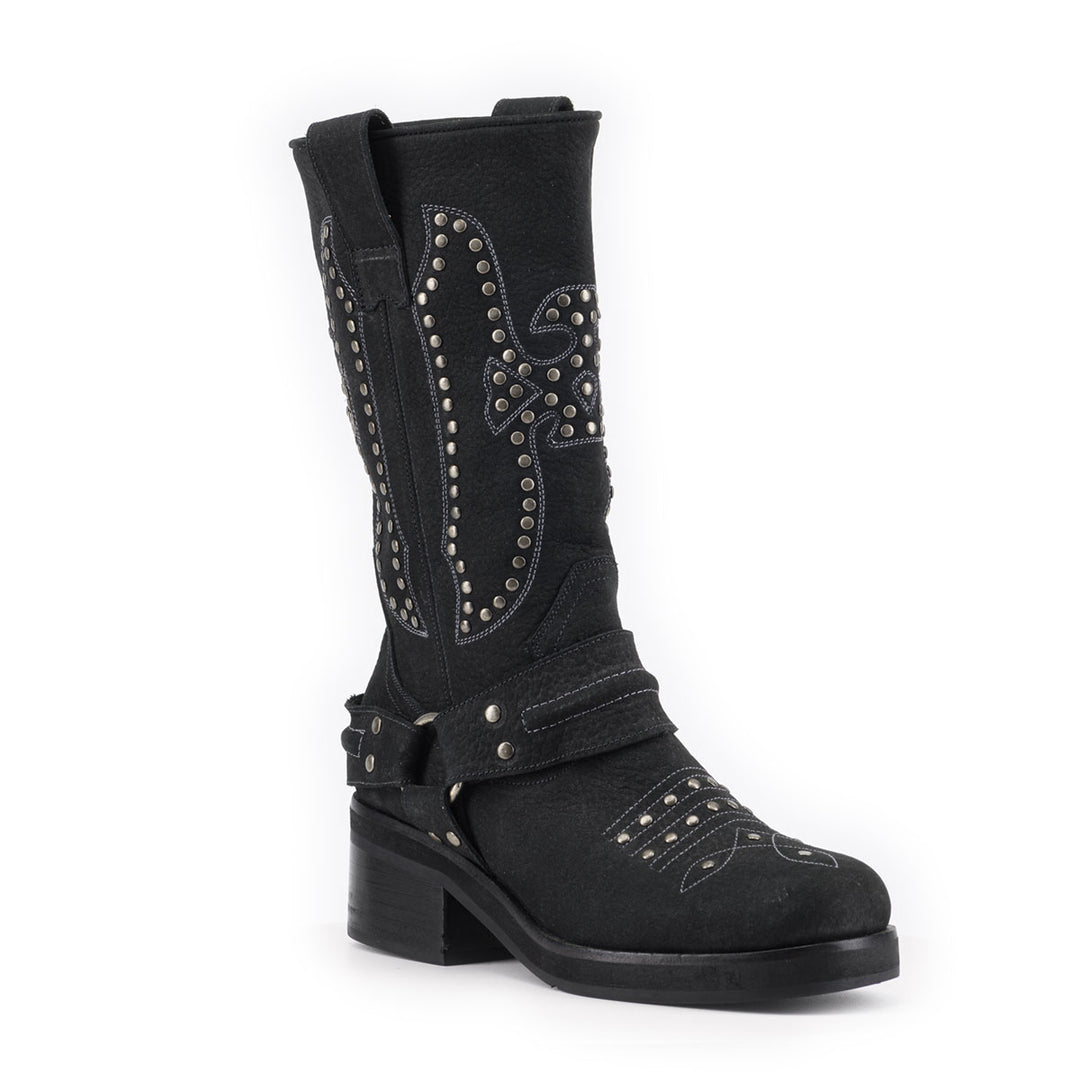 BOTA ELENA NEGRA  DE CUERO