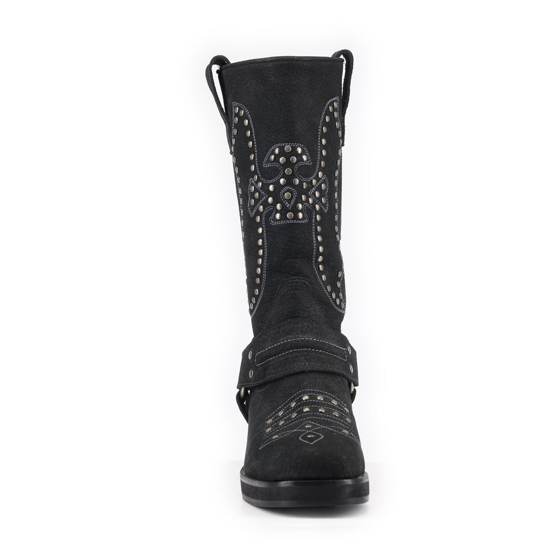 BOTA ELENA NEGRA  DE CUERO