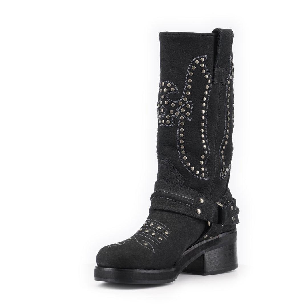 BOTA ELENA NEGRA  DE CUERO