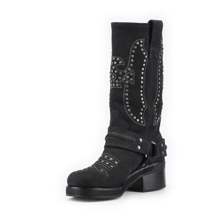 BOTA ELENA NEGRA  DE CUERO