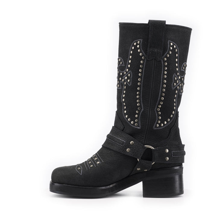 BOTA ELENA NEGRA  DE CUERO