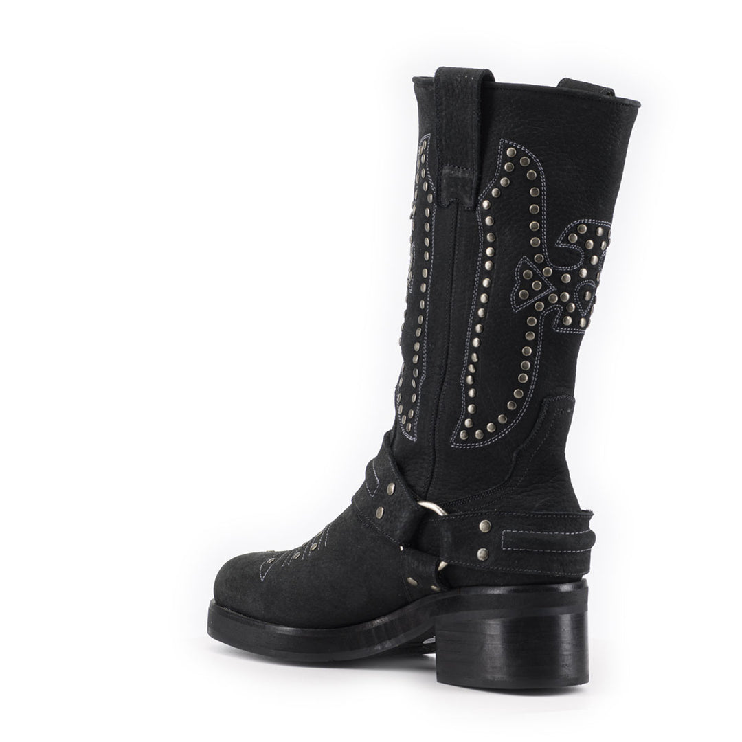 BOTA ELENA NEGRA  DE CUERO