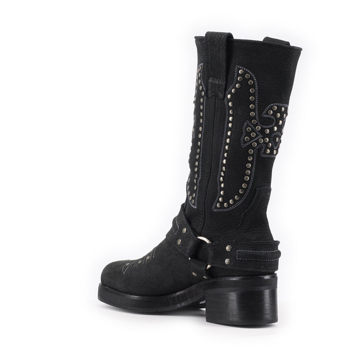 BOTA ELENA NEGRA  DE CUERO