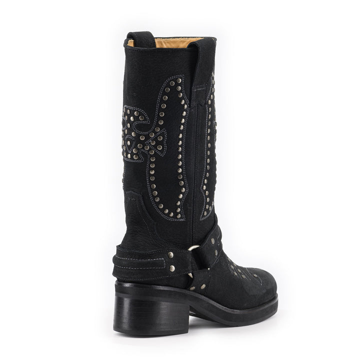 BOTA ELENA NEGRA  DE CUERO